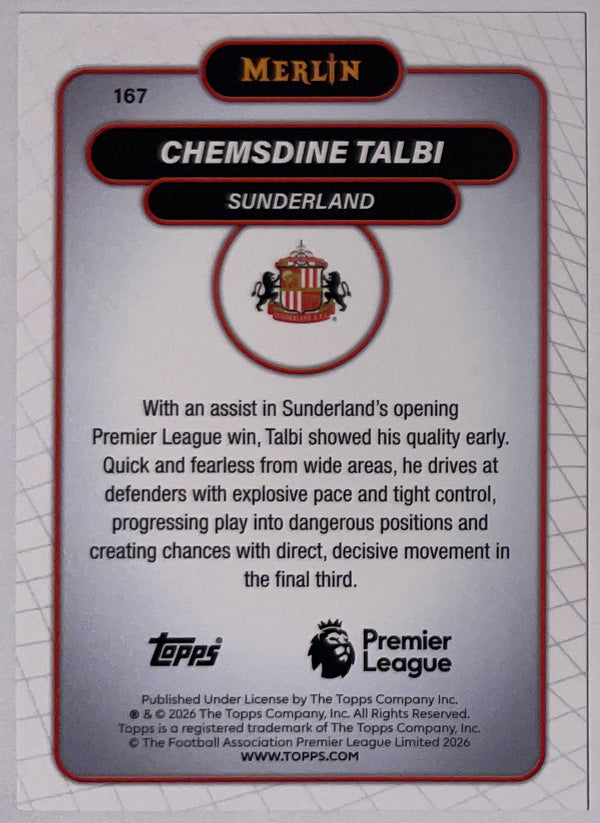 Achterzijde – Chemsdine Talbi [167] – Topps Merlin Premier League 2025/26 – Near Mint