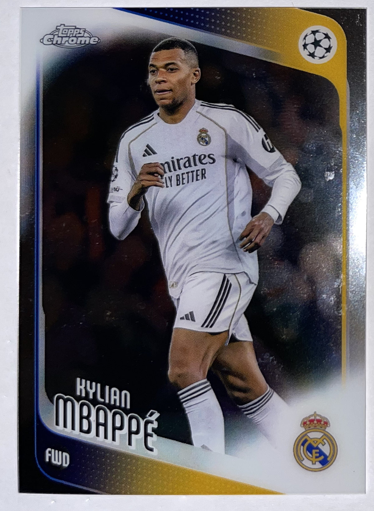 Voorzijde – Kylian Mbappé [112] – Topps Chrome UEFA Club Competitions 2025/26 – Near Mint Hoofdafbeelding