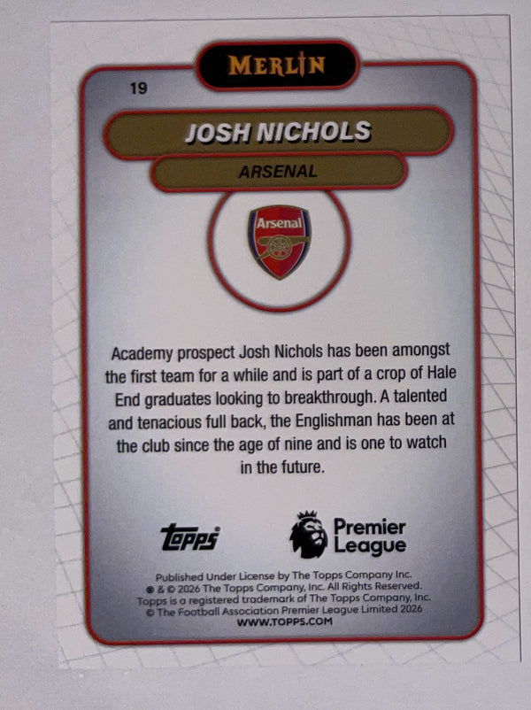 Achterzijde – Josh Nichols [19] – Topps Merlin Premier League 2025/26 – Near Mint