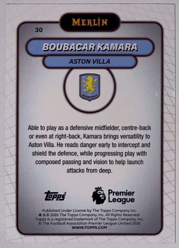 Achterzijde – Boubacar Kamara [30] – Topps Merlin Premier League 2025/26 – Near Mint
