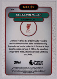 Achterzijde – Alexander Isak [114] – Topps Merlin Premier League 2025/26 | Lichcards