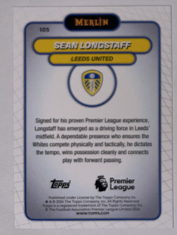 Achterzijde – Sean Longstaff [105] – Topps Merlin Premier League 2025/26 – Near Mint