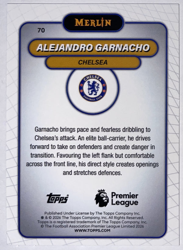 Achterzijde – Alejandro Garnacho [70] – Topps Merlin Premier League 2025/26 – Near Mint