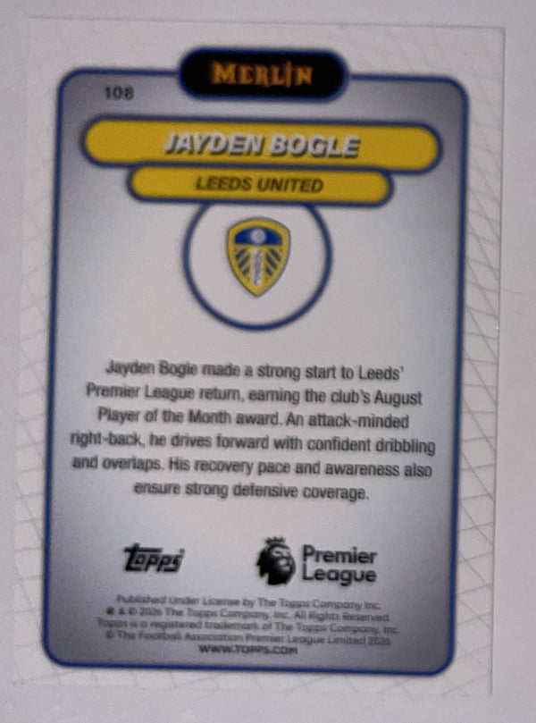Achterzijde – Jayden Bogle [108] – Topps Merlin Premier League 2025/26 – Near Mint