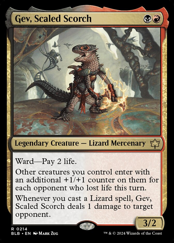 Magic-kaart Gev, Scaled Scorch BLB-214 uit Bloomburrow (Rare) Image principale du produit