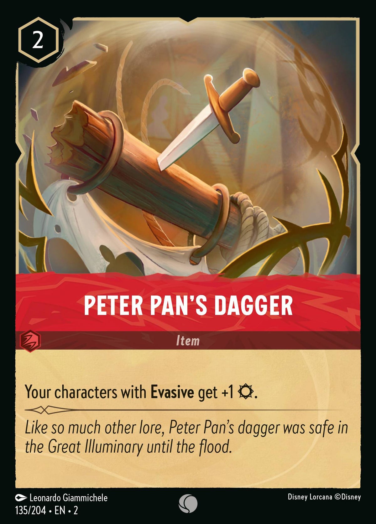 Peter Pan's Dagger — Rise of the Floodborn (2ROF-135) Disney Lorcana card Hauptbild