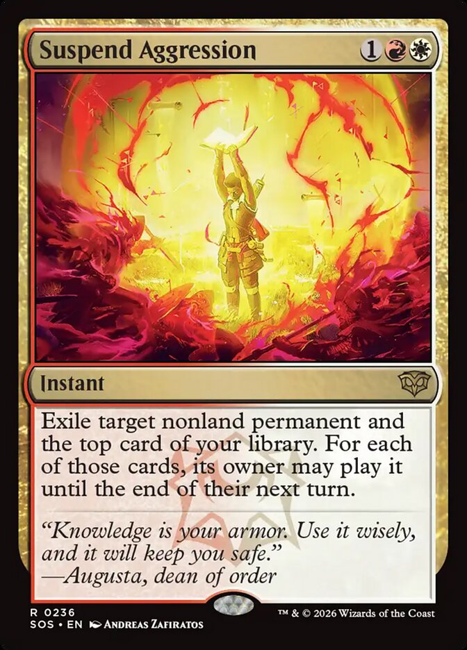Magic-kaart Suspend Aggression SOS-236 uit Secrets of Strixhaven (Rare) Immagine principale del prodotto