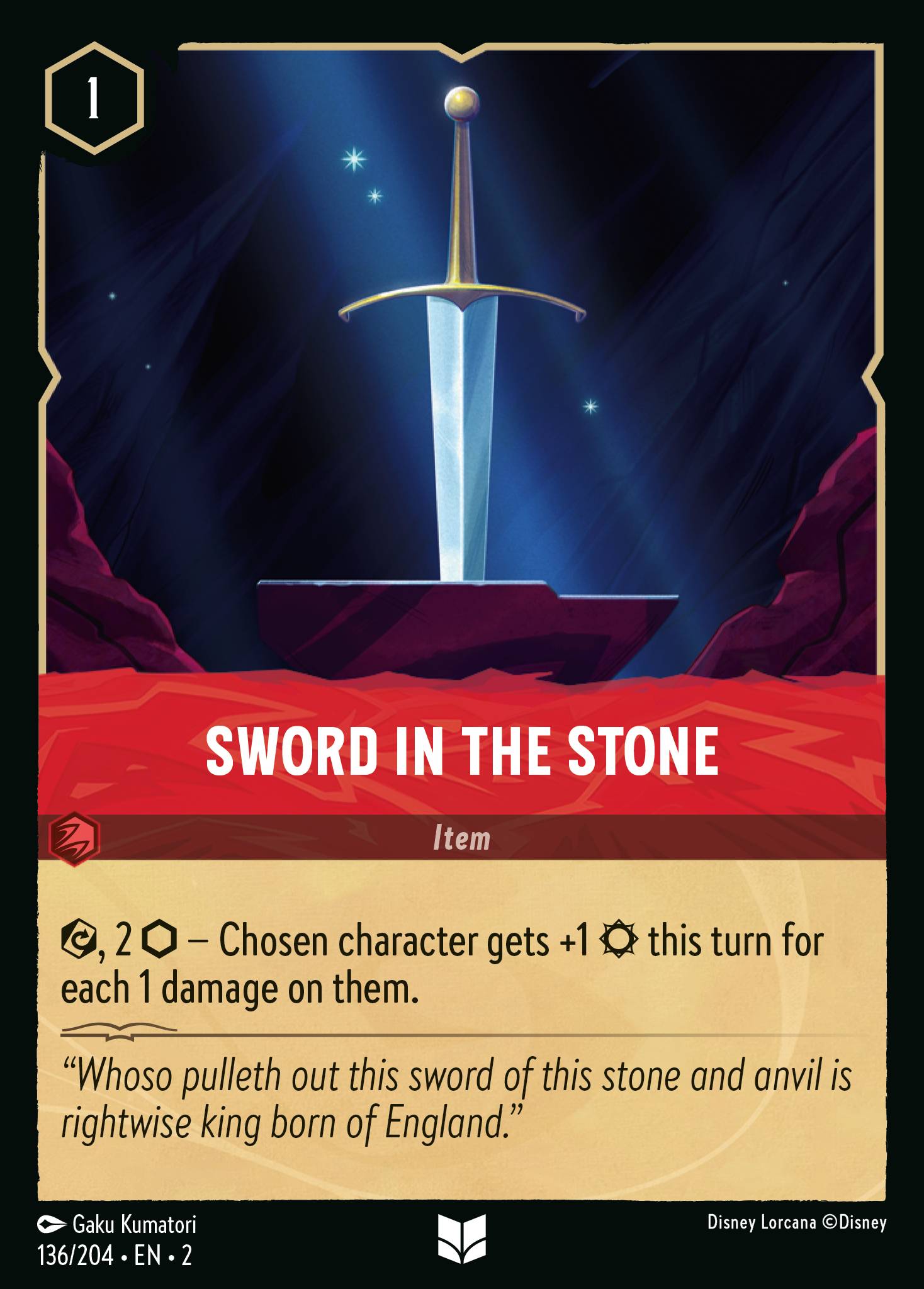 Sword In The Stone — Rise of the Floodborn (2ROF-136) Disney Lorcana card
