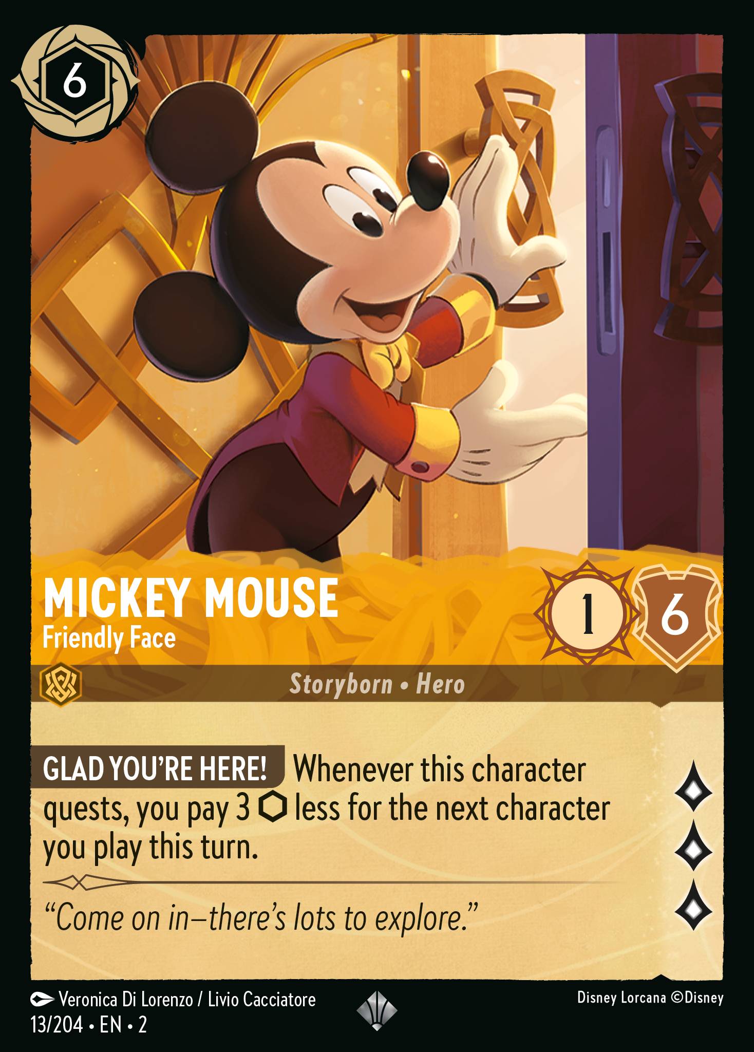 Mickey Mouse - Friendly Face — Rise of the Floodborn (2ROF-13) Disney Lorcana card