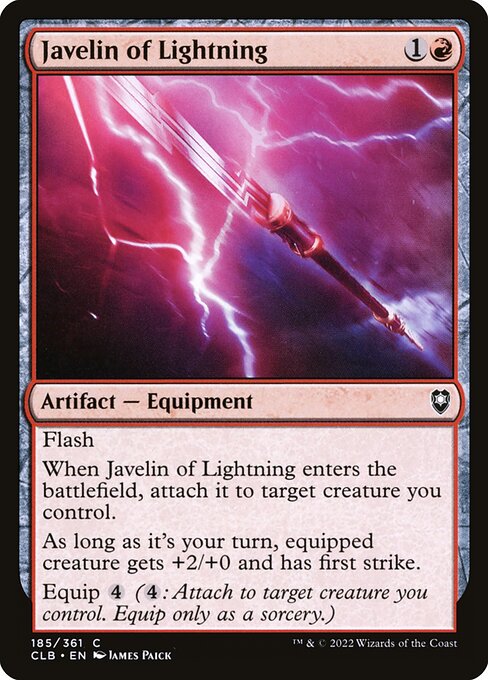 Javelin of Lightning – Commander Legends: Battle for Baldur's Gate (CLB-185) Magic: The Gathering card