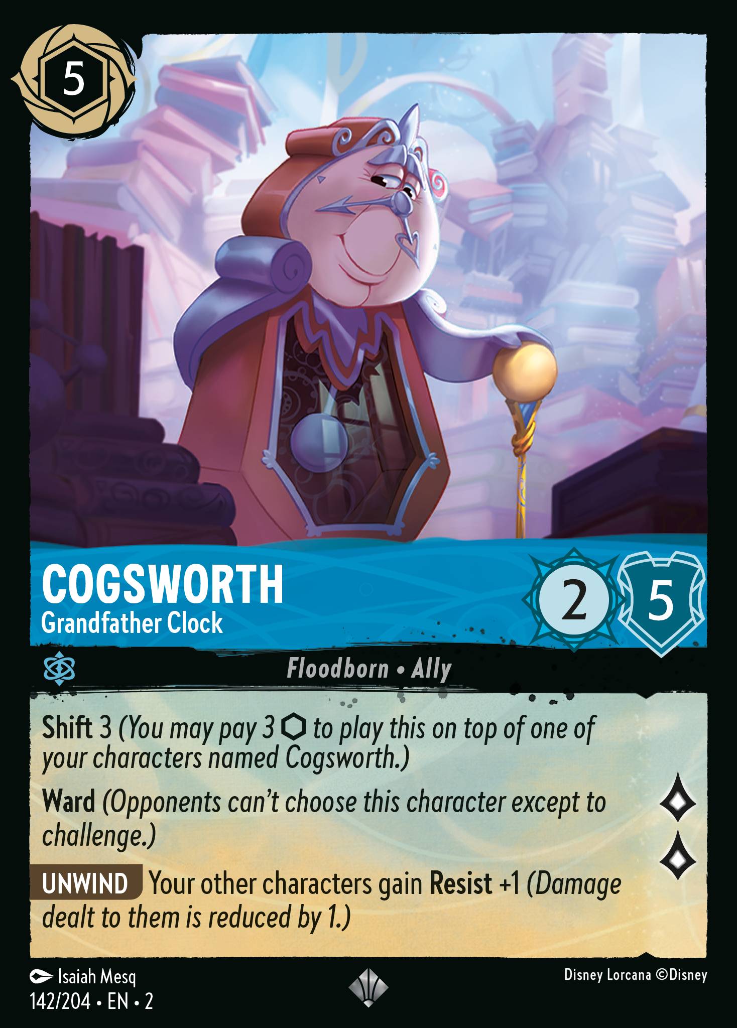 Cogsworth - Grandfather Clock — Rise of the Floodborn (2ROF-142) Disney Lorcana card Hauptbild
