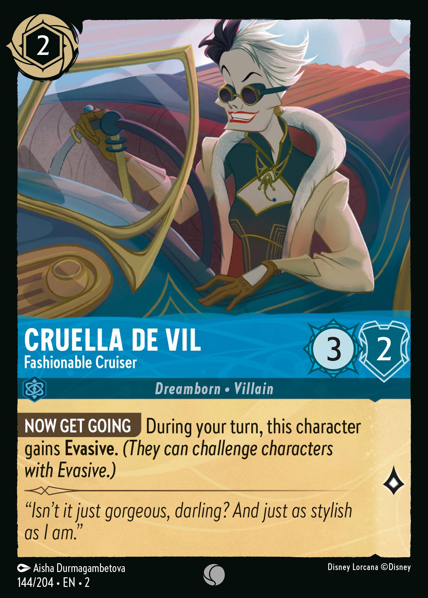 Cruella De Vil - Fashionable Cruiser — Rise of the Floodborn (2ROF-144) Disney Lorcana card