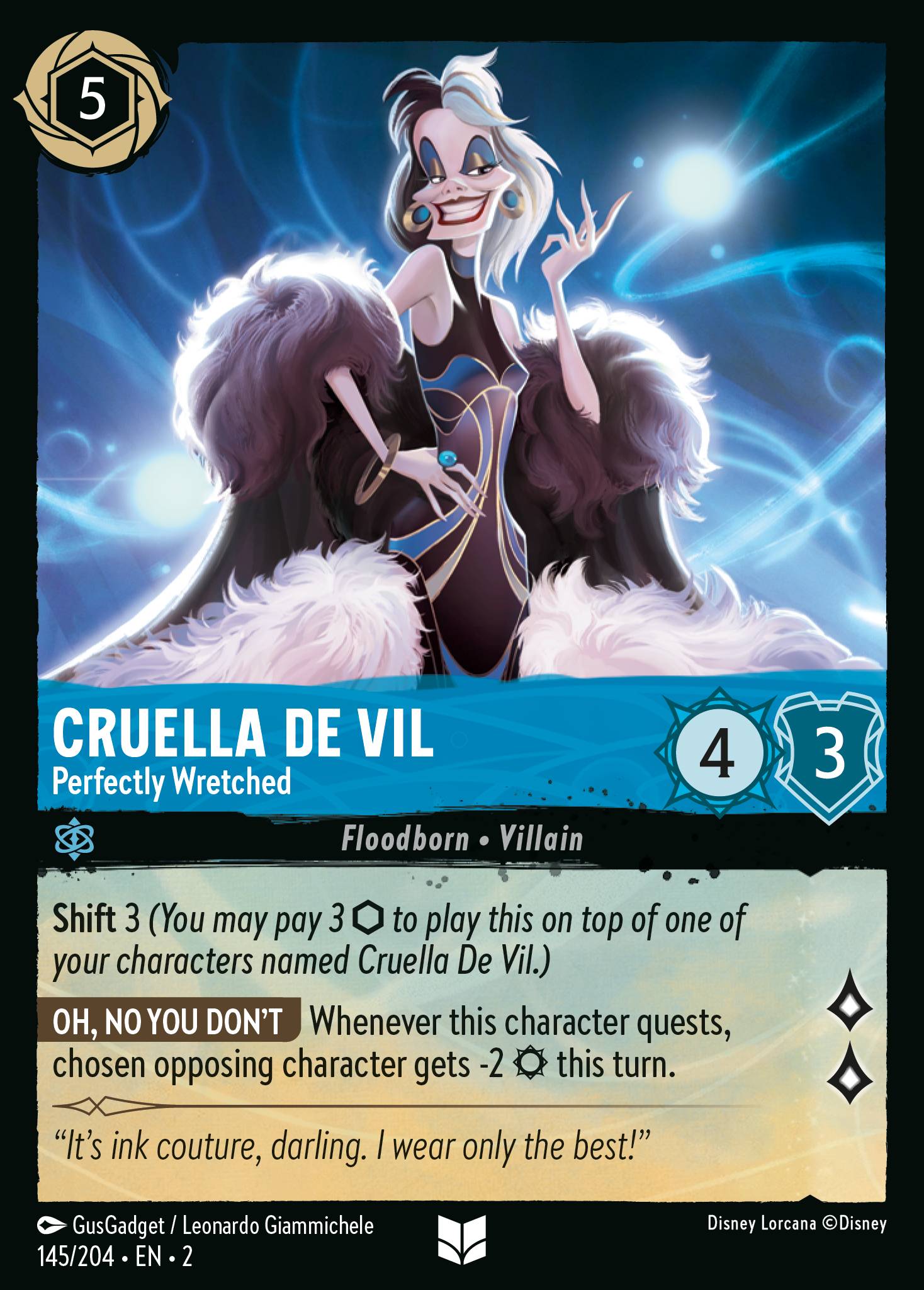 Cruella De Vil - Perfectly Wretched — Rise of the Floodborn (2ROF-145) Disney Lorcana card
