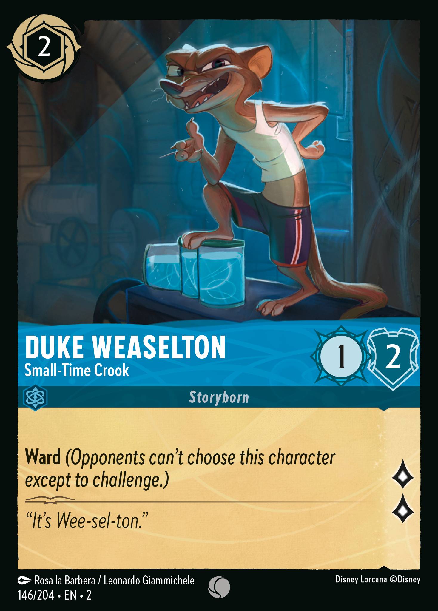 Duke Weaselton - Small-Time Crook — Rise of the Floodborn (2ROF-146) Disney Lorcana card