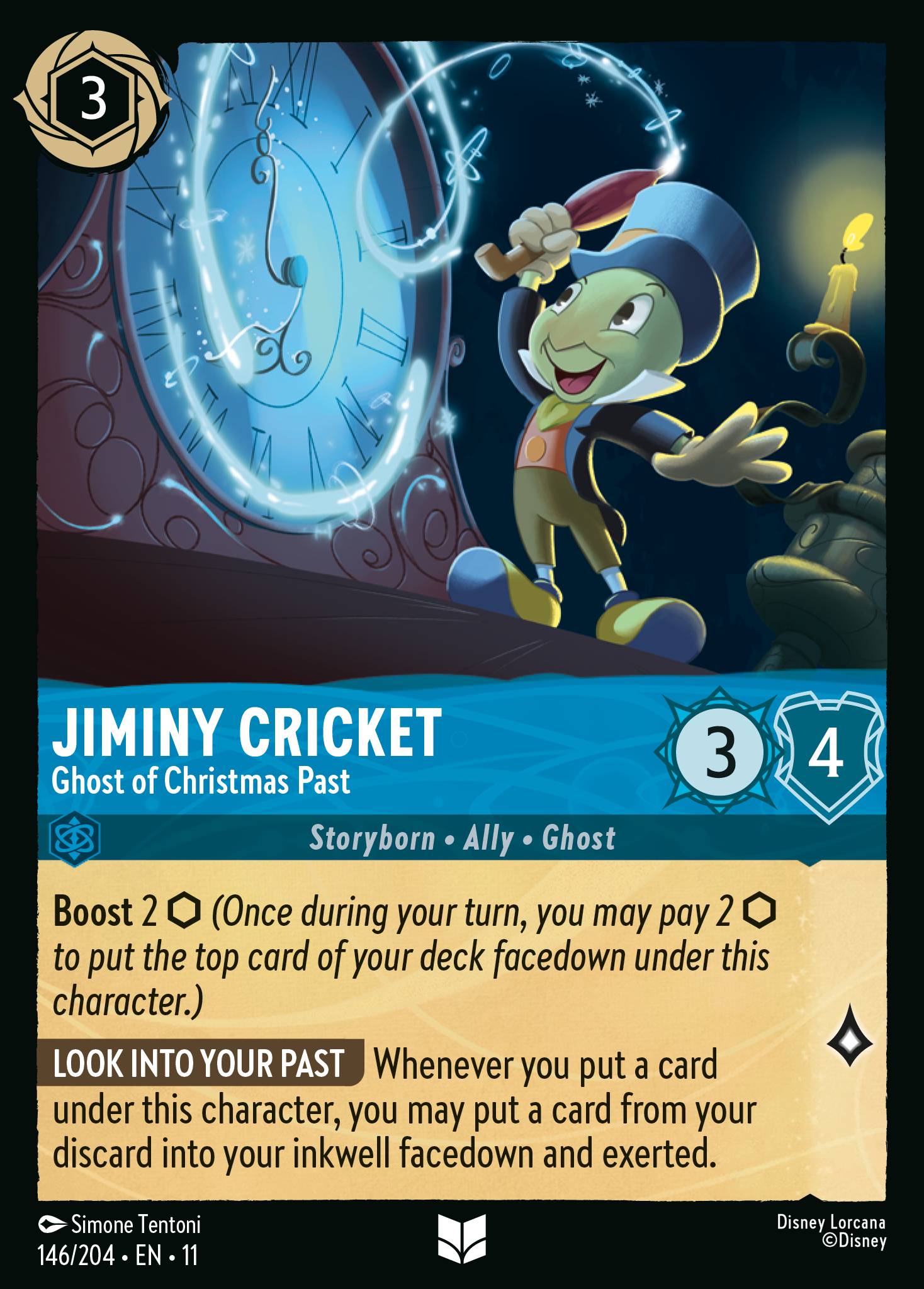 Jiminy Cricket - Ghost of Christmas Past — Winterspell (11WSP-146) Disney Lorcana card