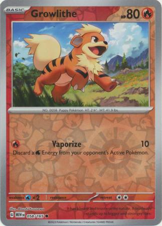 151 - 058/165 - Growlithe - Reverse Holo