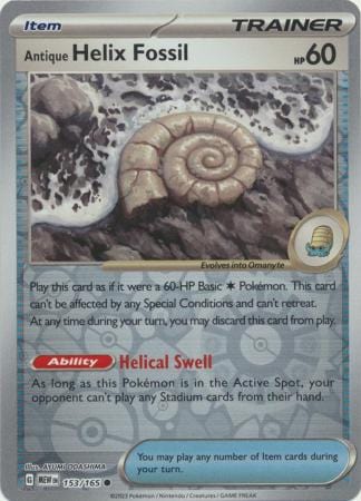 151 - 153/165 - Antique Helix Fossil - Reverse Holo