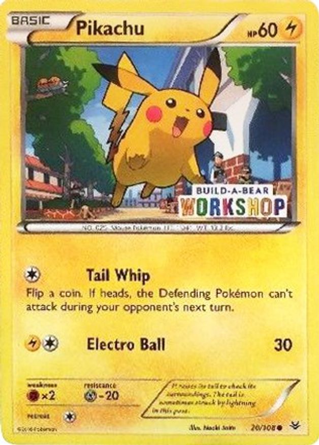 Pokémon-kaart Pikachu 20/108 Promo met Build-A-Bear Workshop-stempel uit de set Roaring Skies Main image