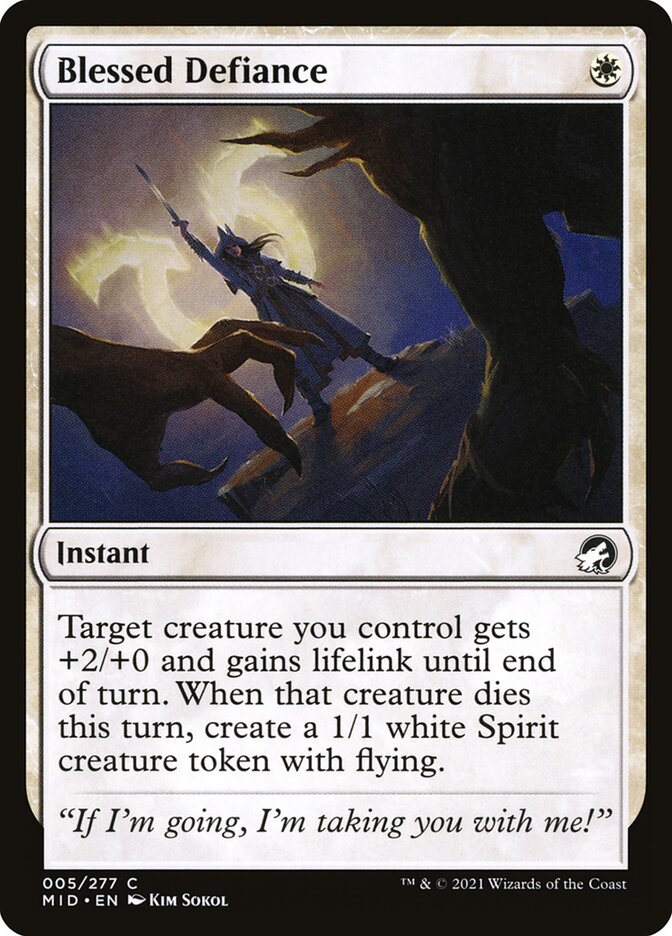 Blessed Defiance - Innistrad: Midnight Hunt (Common) [MID-5] Imagen principal del producto
