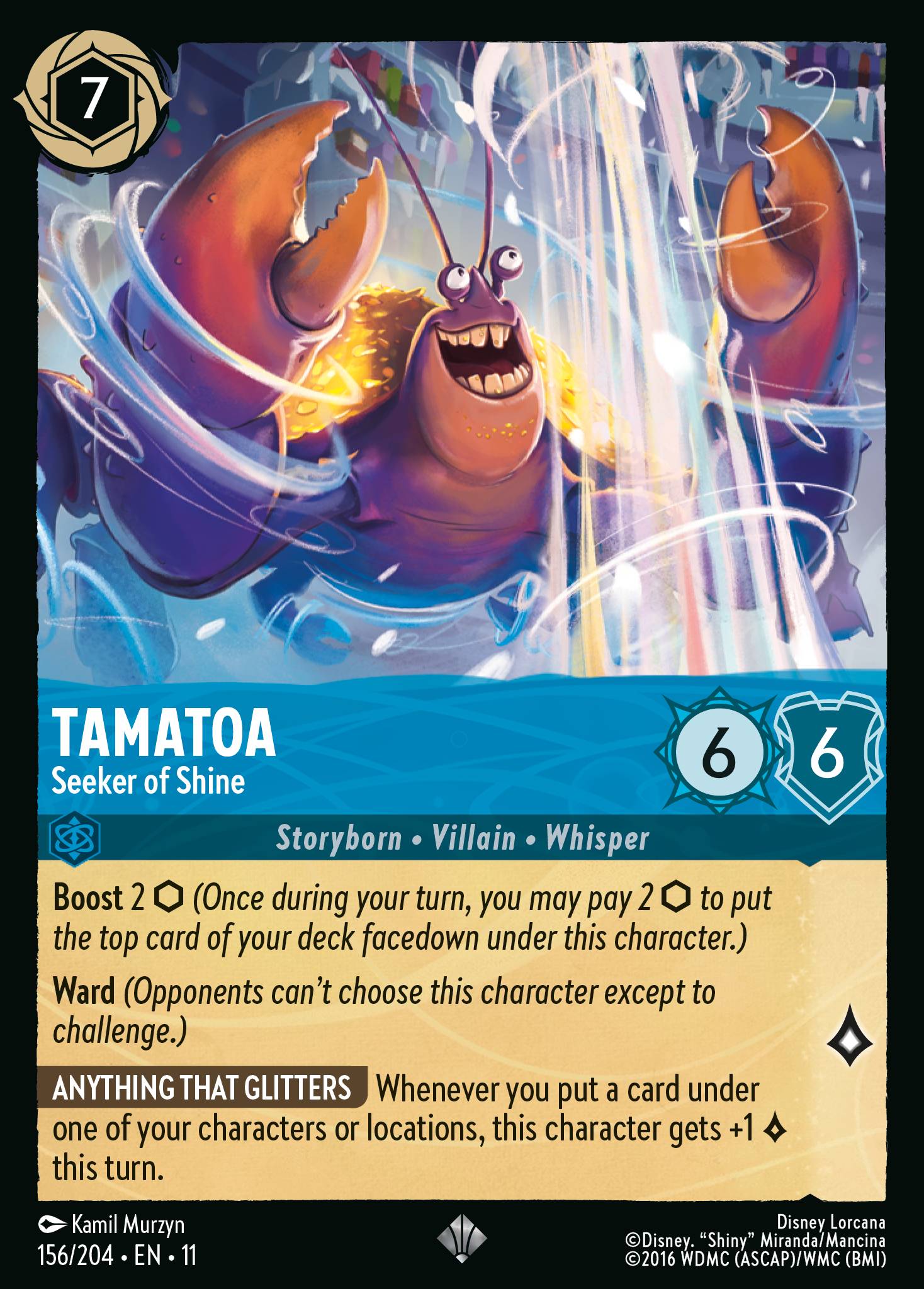 Tamatoa - Seeker of Shine — Winterspell (11WSP-156) Disney Lorcana card