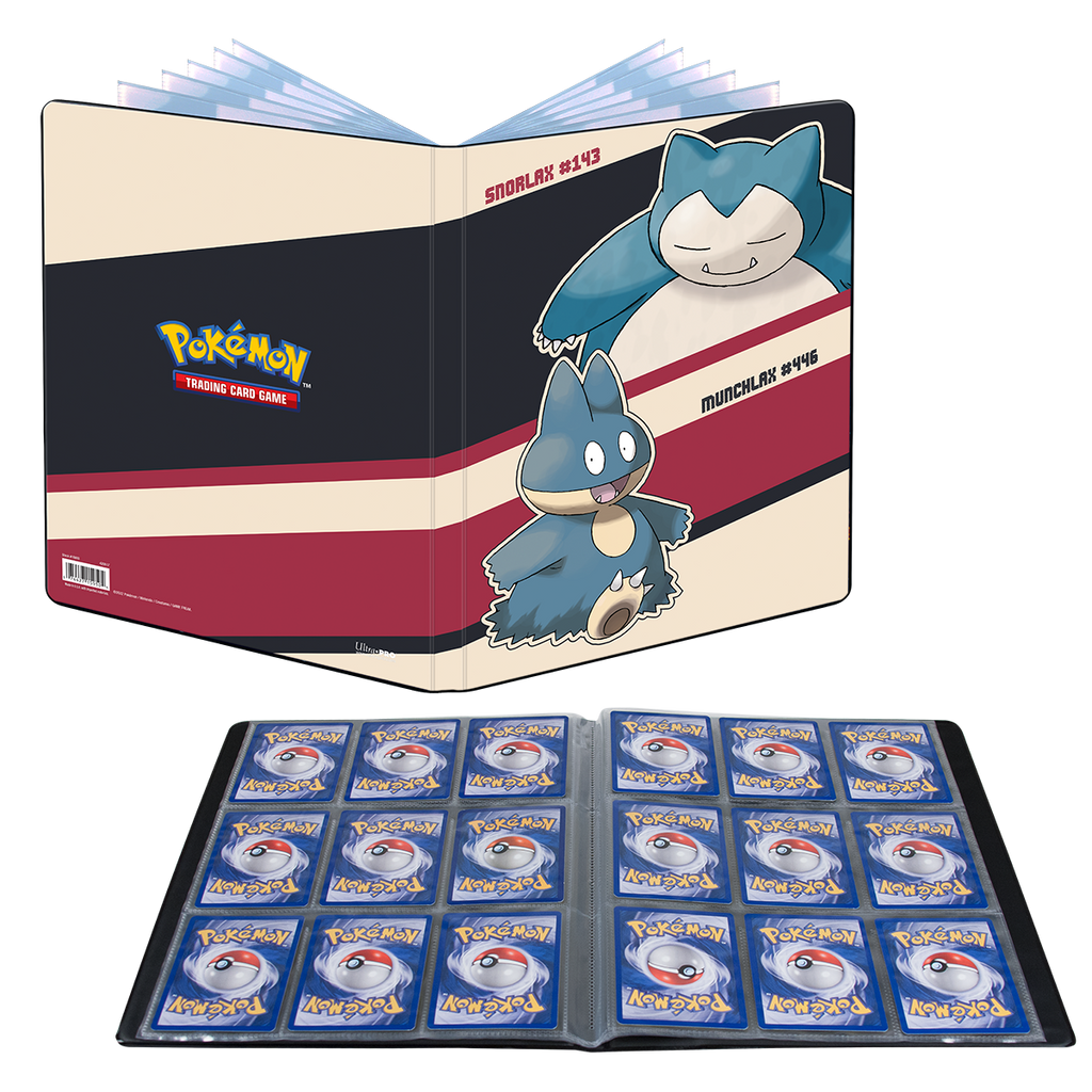 Binnenkant van de Snorlax en Munchlax portfolio met negen kaarten per pagina