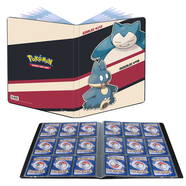 Binnenkant van de Snorlax en Munchlax portfolio met negen kaarten per pagina