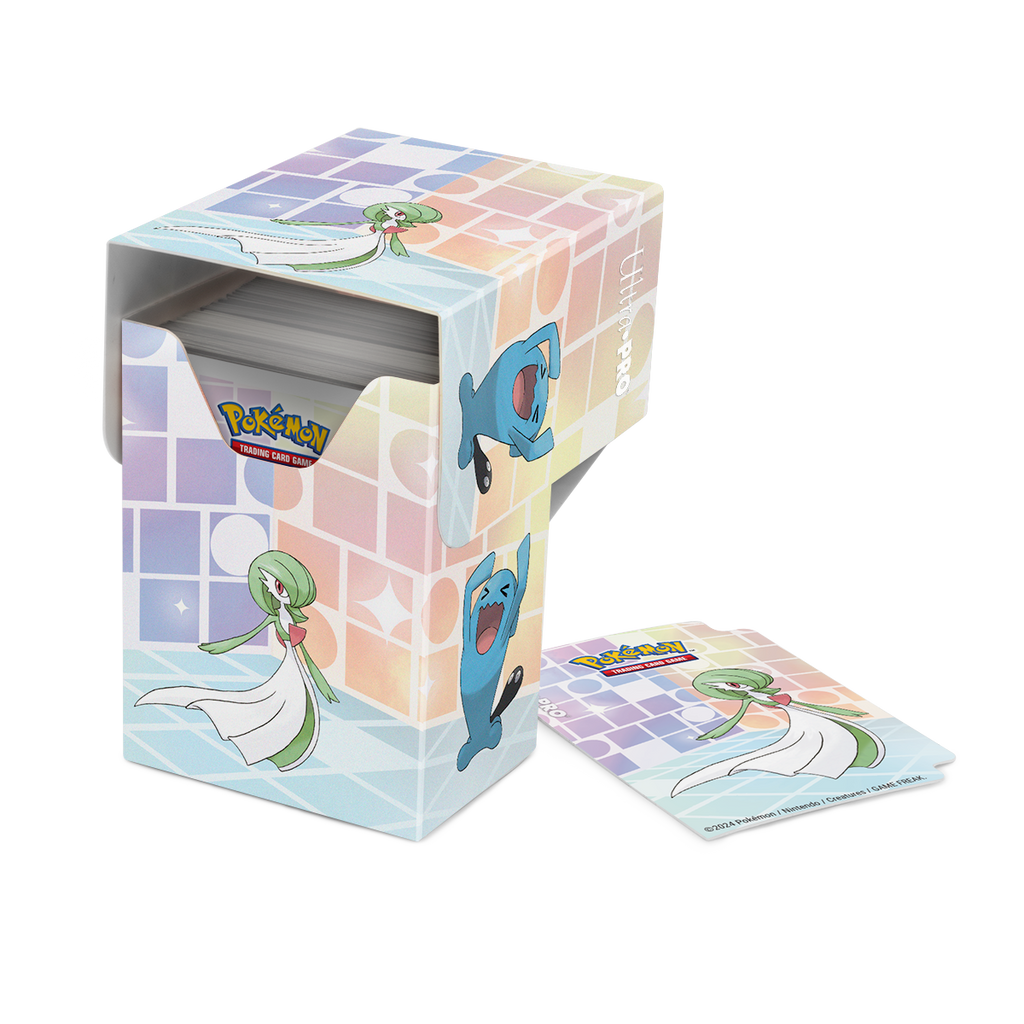 De Trick Room deckbox open, met het tussenschot met Gardevoir