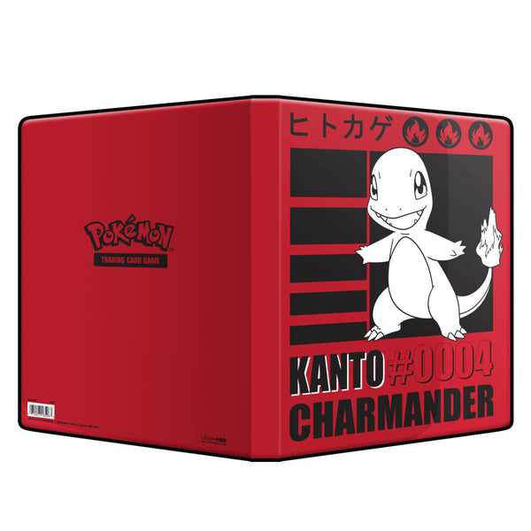 Binnenkant van de Charmander-portfolio met negen kaarten per pagina