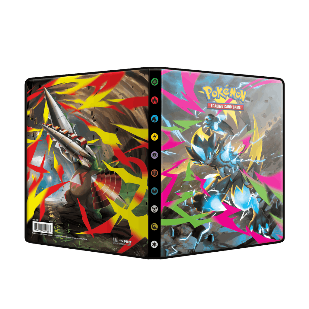Pitch Black 4-Pocket Portfolio met Pokémon kaarten in de pagina's