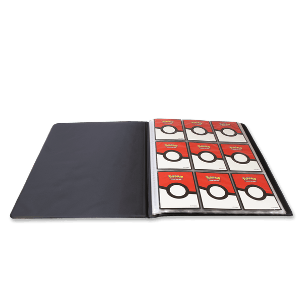 Pitch Black 9-Pocket Portfolio opengeslagen met negen vakjes per pagina