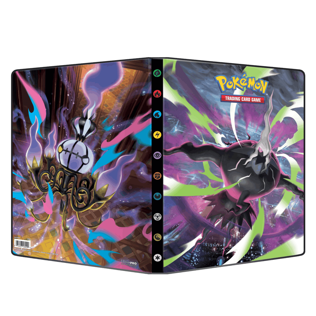 Pitch Black 9-Pocket Portfolio met Pokémon kaarten in de pagina's