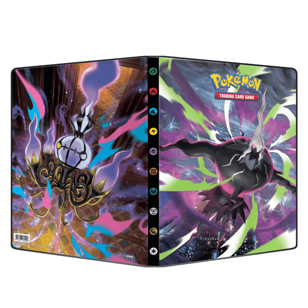 Pitch Black 9-Pocket Portfolio met Pokémon kaarten in de pagina's