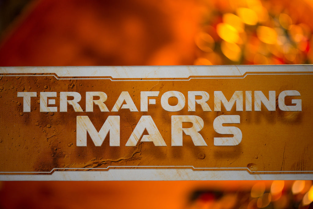 Terraforming Mars – officiële detailfoto van het spellogo op de doos