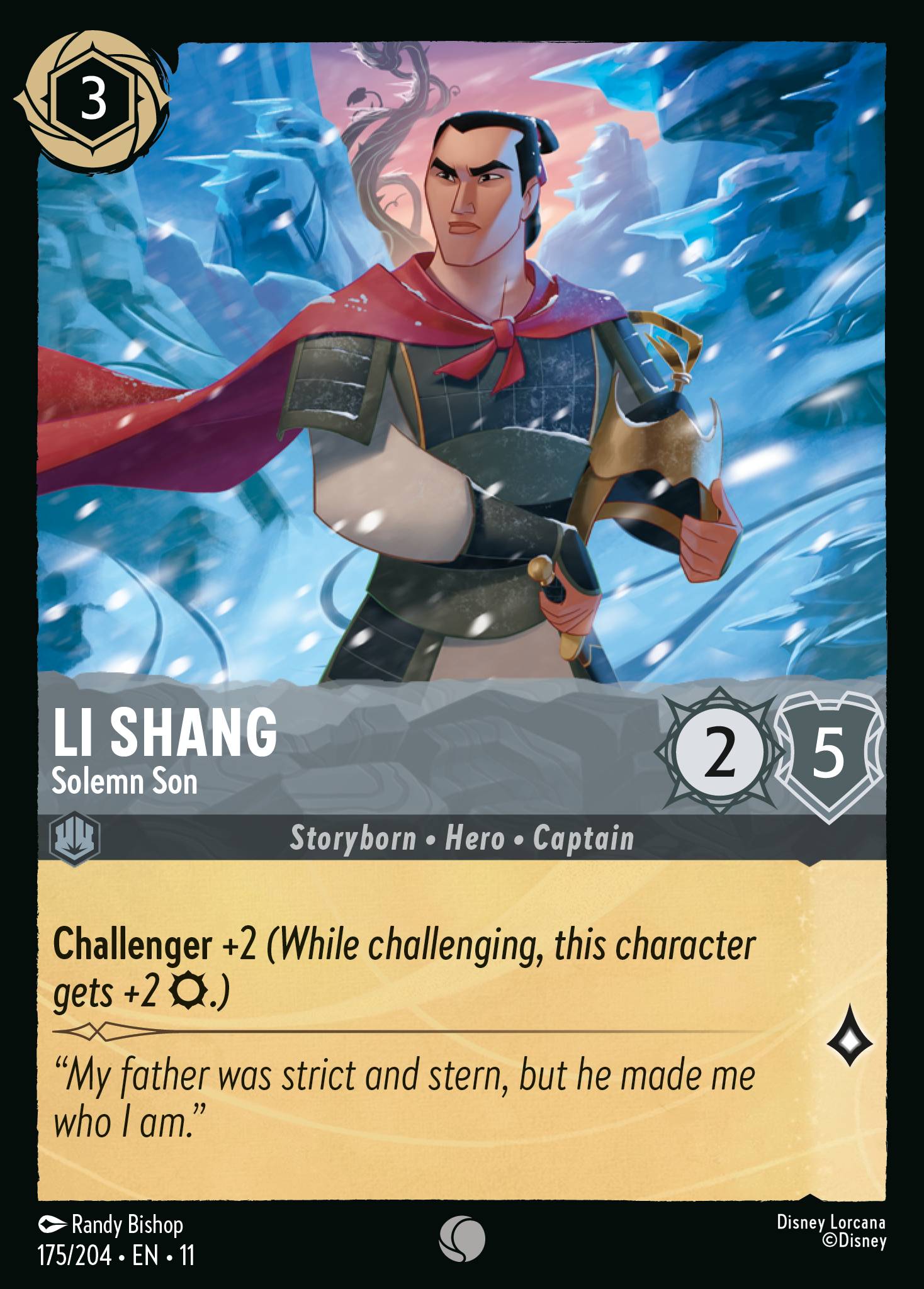 Li Shang - Solemn Son — Winterspell (11WSP-175) Disney Lorcana card