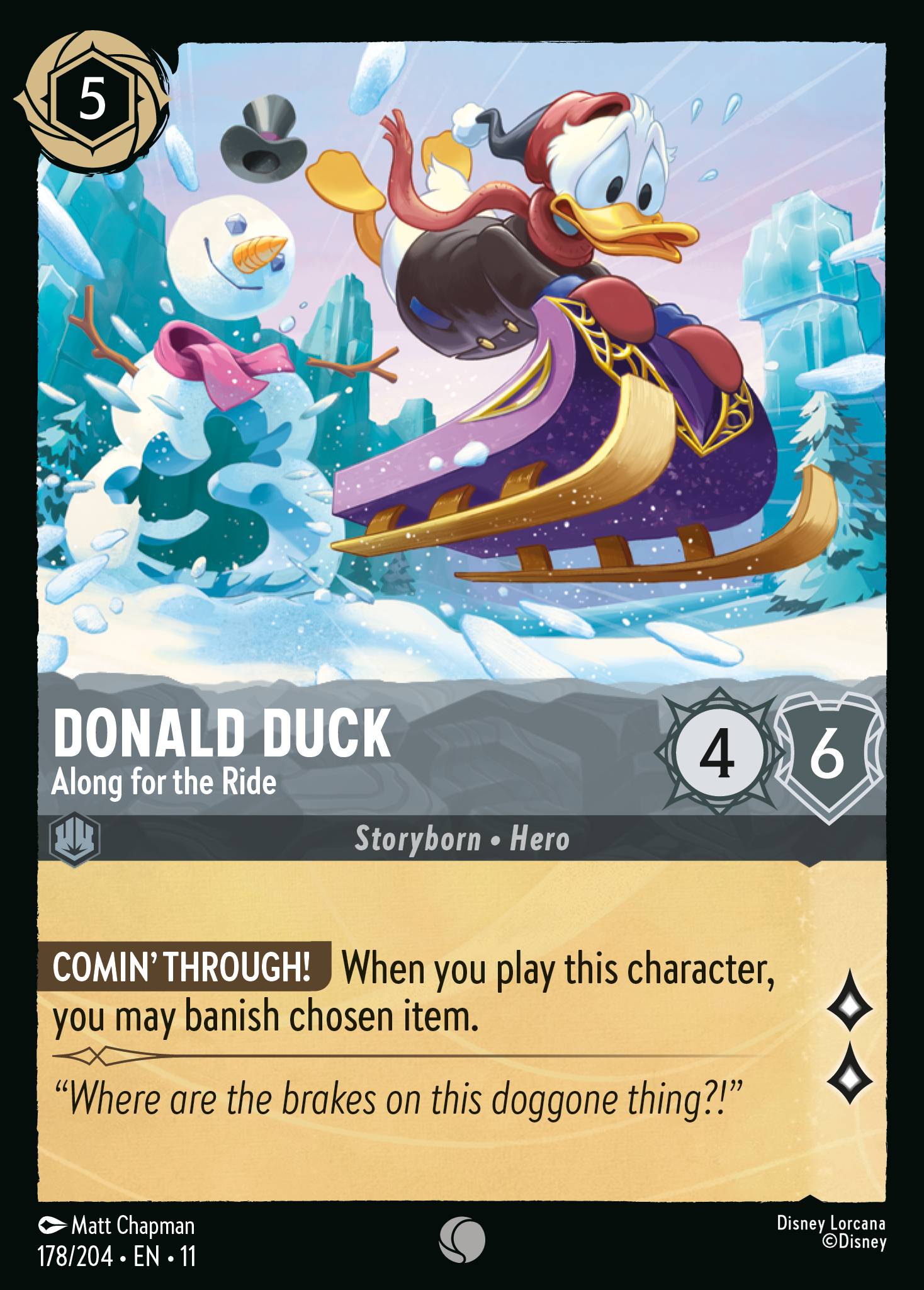 Donald Duck - Along for the Ride — Winterspell (11WSP-178) Disney Lorcana card