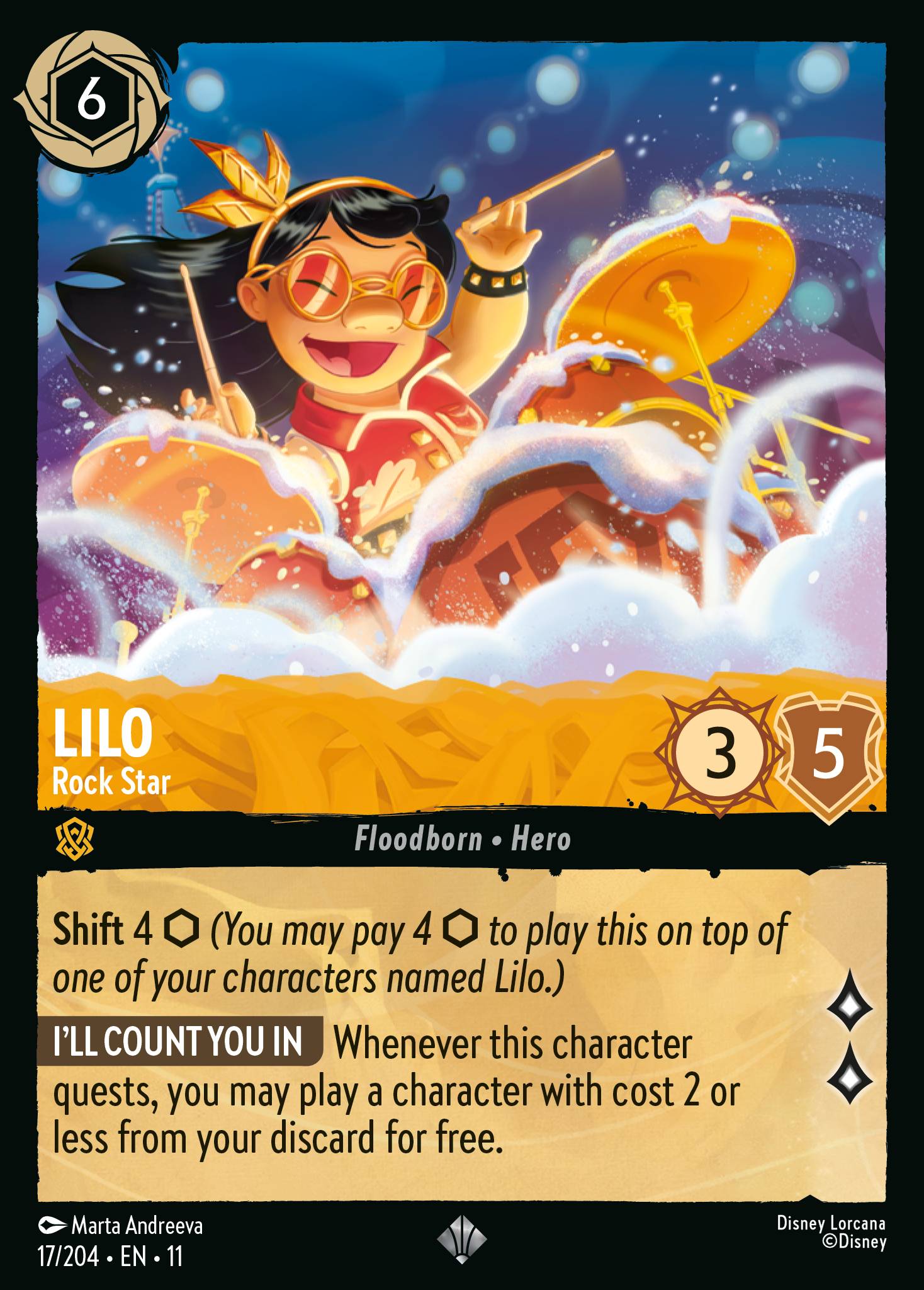Lilo - Rock Star — Winterspell (11WSP-17) Disney Lorcana card