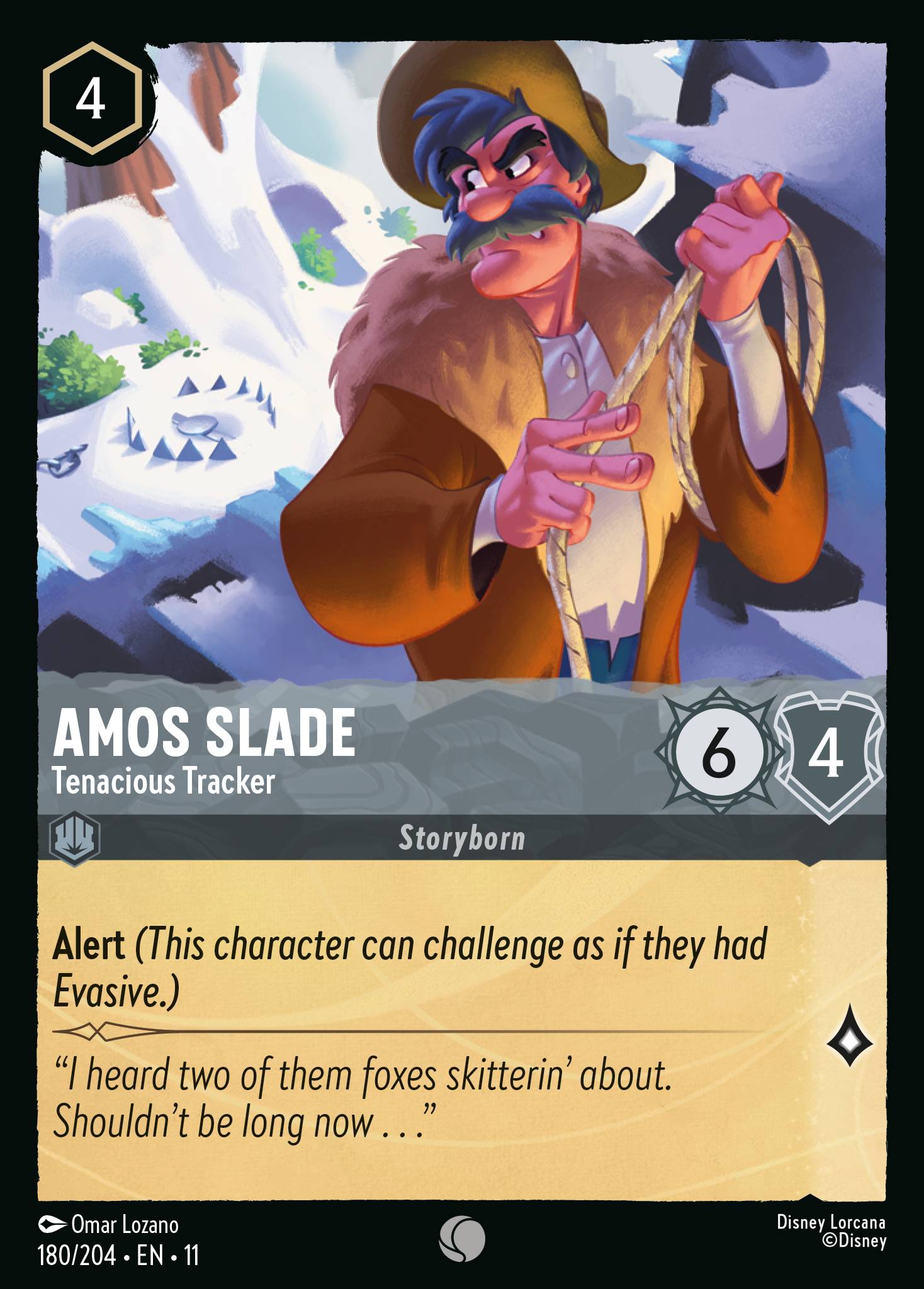 Amos Slade - Tenacious Tracker — Winterspell (11WSP-180) Disney Lorcana card Hauptbild