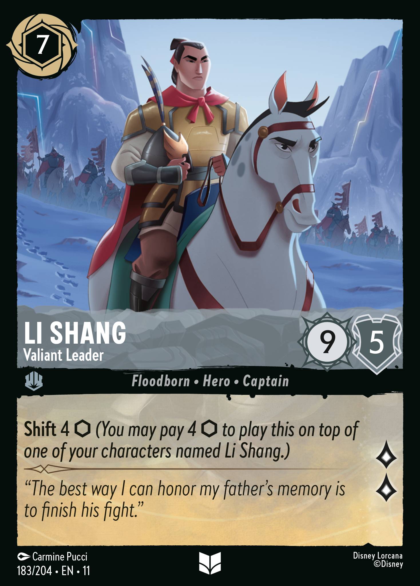 Li Shang - Valiant Leader — Winterspell (11WSP-183) Disney Lorcana card