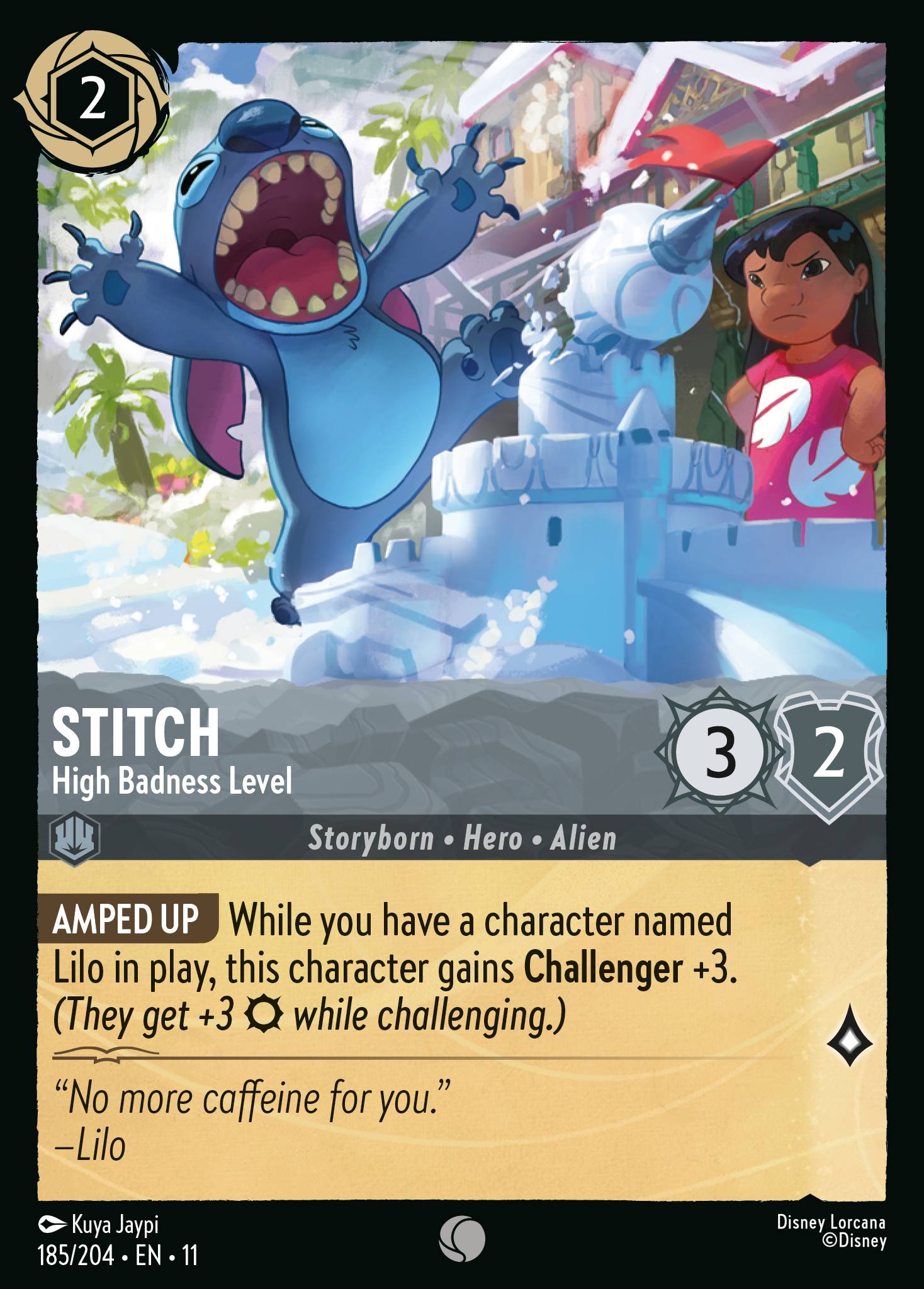 Stitch - High Badness Level — Winterspell (11WSP-185) Disney Lorcana card