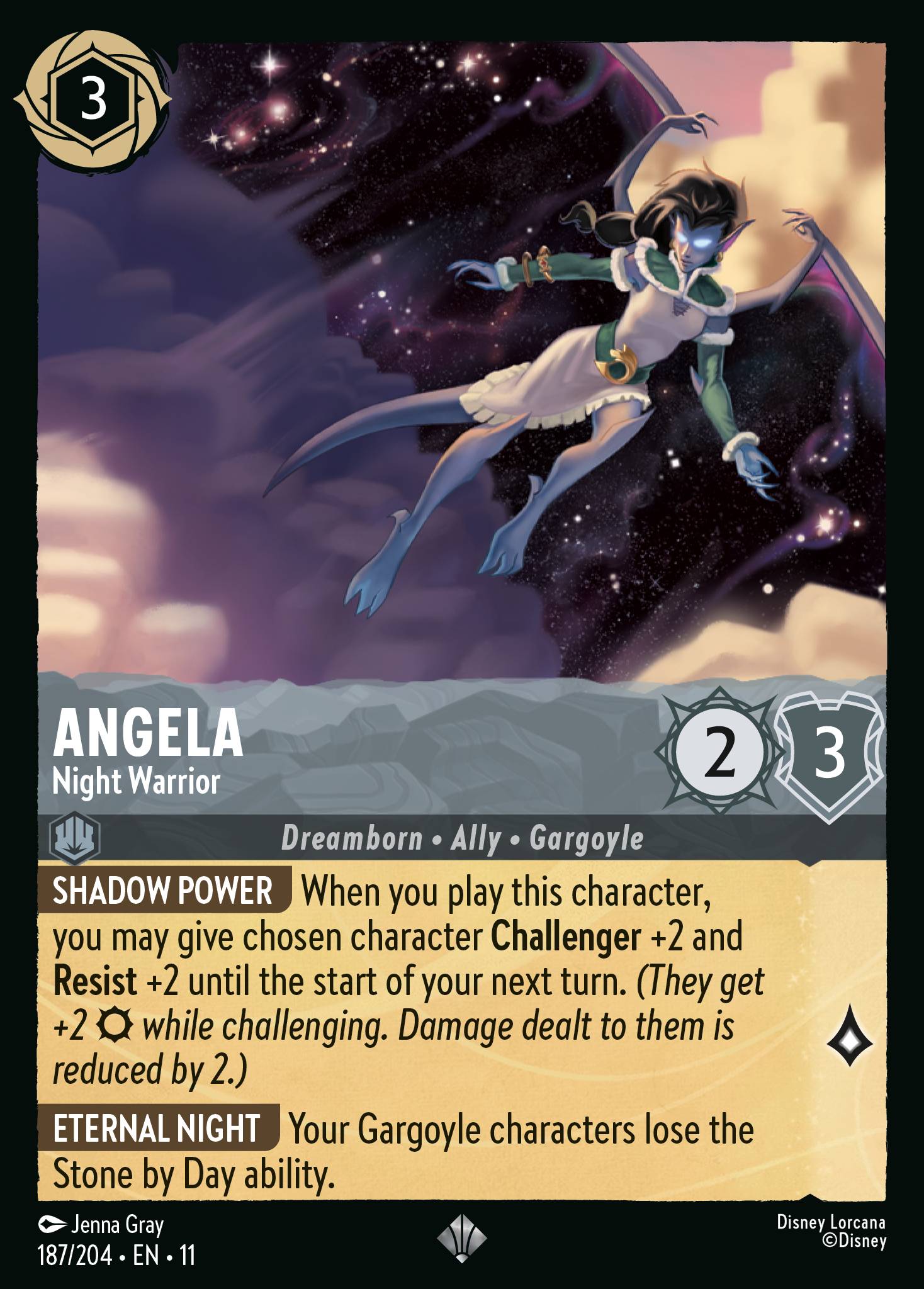 Angela - Night Warrior — Winterspell (11WSP-187) Disney Lorcana card Hauptbild