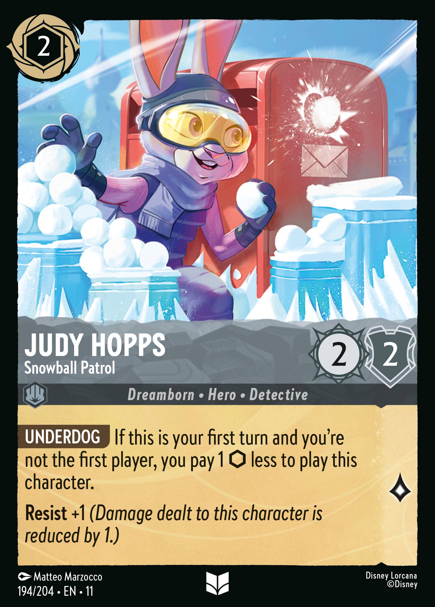 Judy Hopps - Snowball Patrol — Winterspell (11WSP-194) Disney Lorcana card