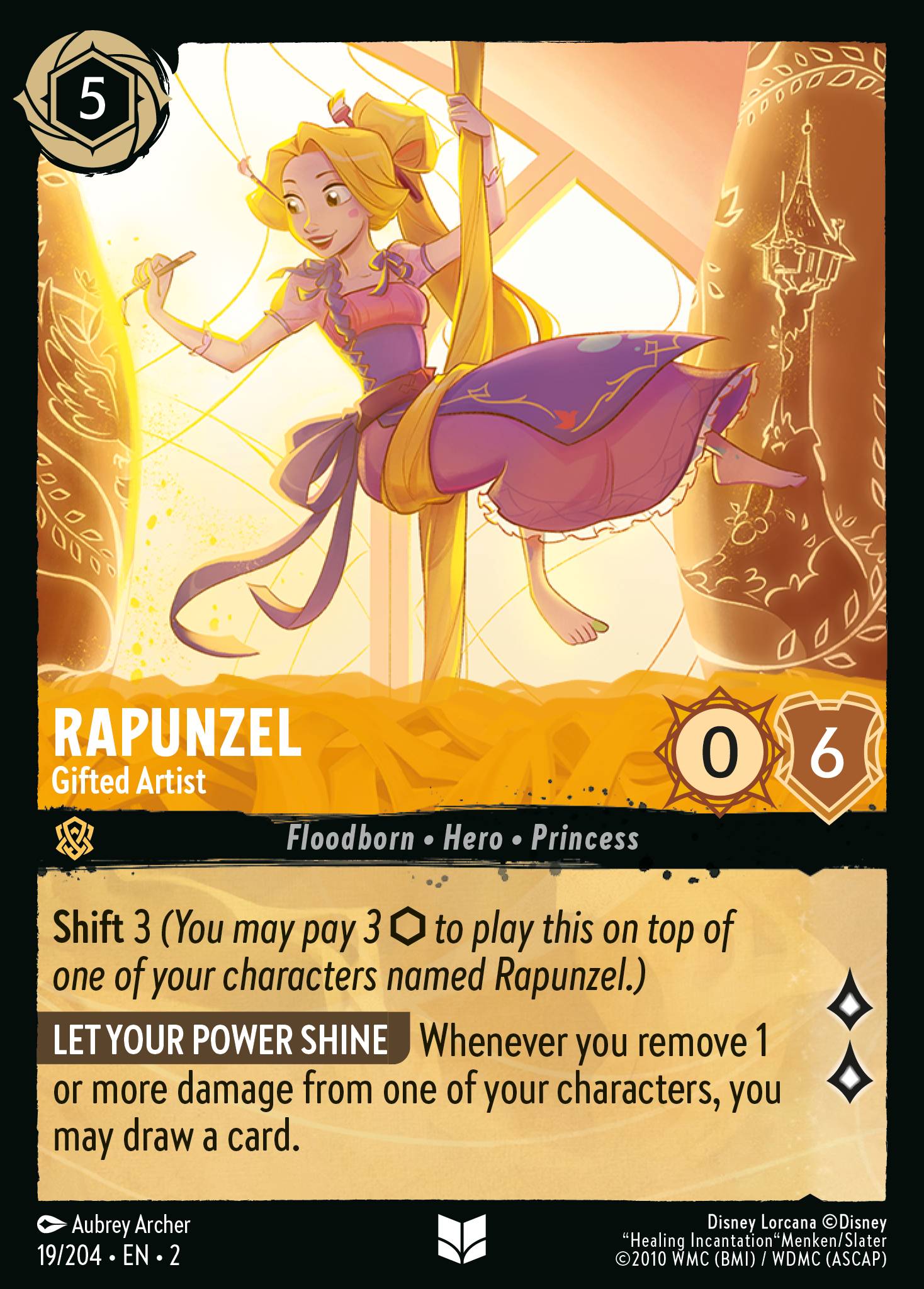 Rapunzel - Gifted Artist — Rise of the Floodborn (2ROF-19) Disney Lorcana card Hauptbild