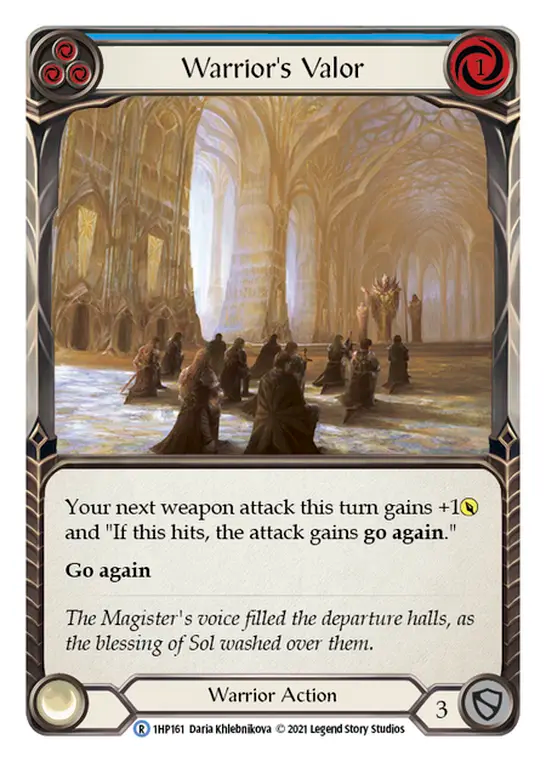 Warrior's Valor (Blue) — History Pack 1 (1HP-161) Flesh and Blood card Hoofdafbeelding