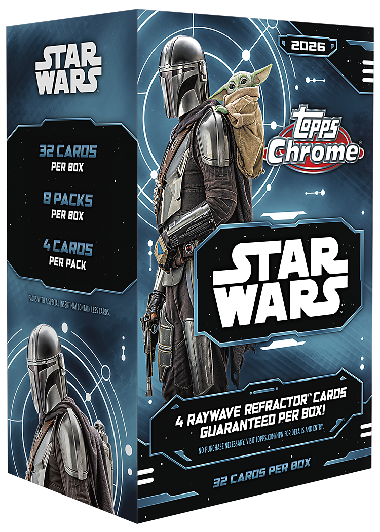 2026 Topps Chrome Star Wars Value Box – Engelse verpakking met 8 packs