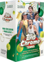 Confezione inglese della Value Box 2026 Topps Chrome Tennis, vista frontale angolata