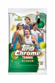 2026 Topps Chrome Tennis – voorbeeld van een gesloten pack met 4 kaarten uit de Value Box