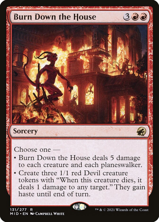 Magic-kaart Burn Down the House MID-131 uit Innistrad: Midnight Hunt (Rare)