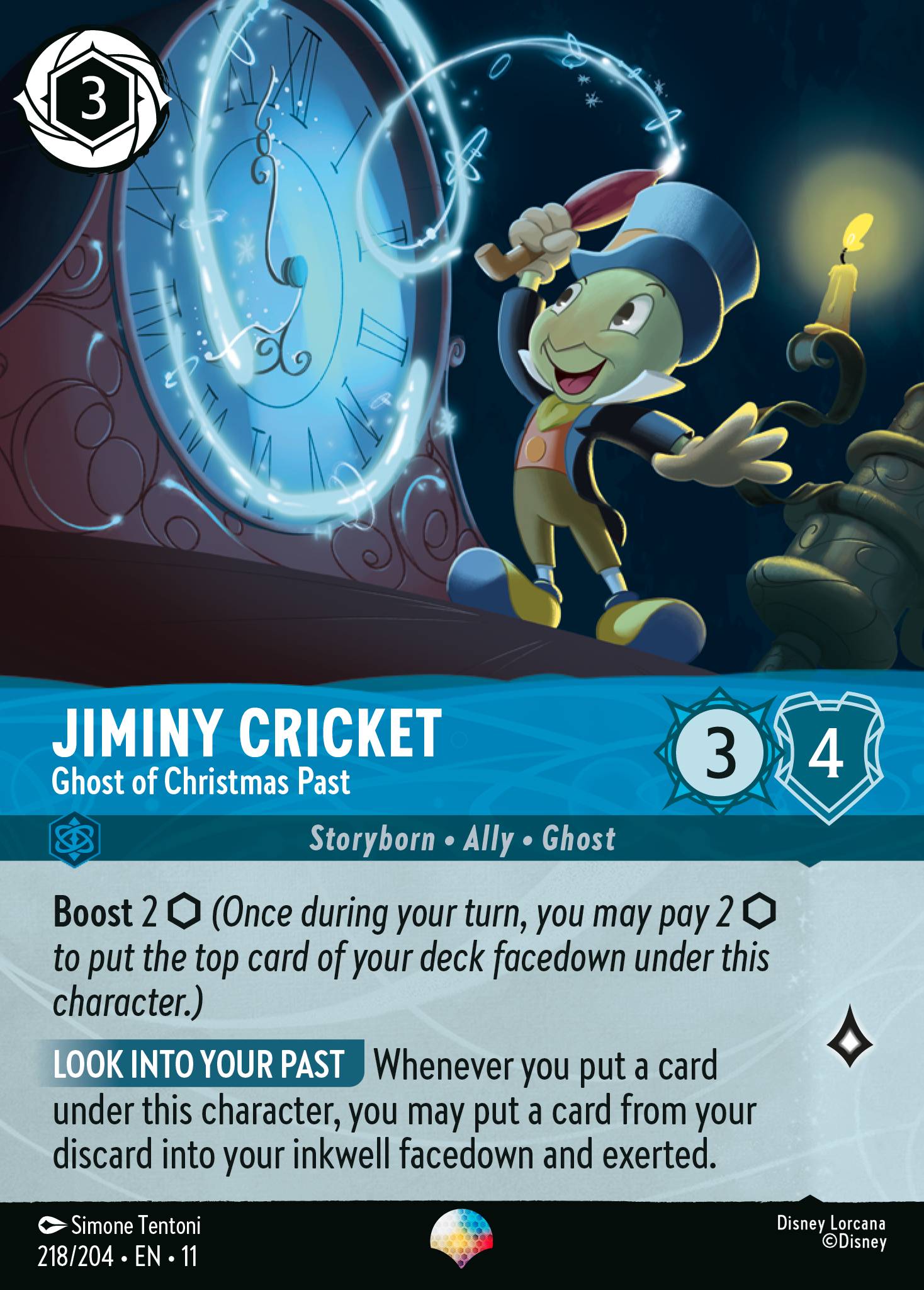 Jiminy Cricket - Ghost of Christmas Past — Winterspell (11WSP-218) Disney Lorcana card