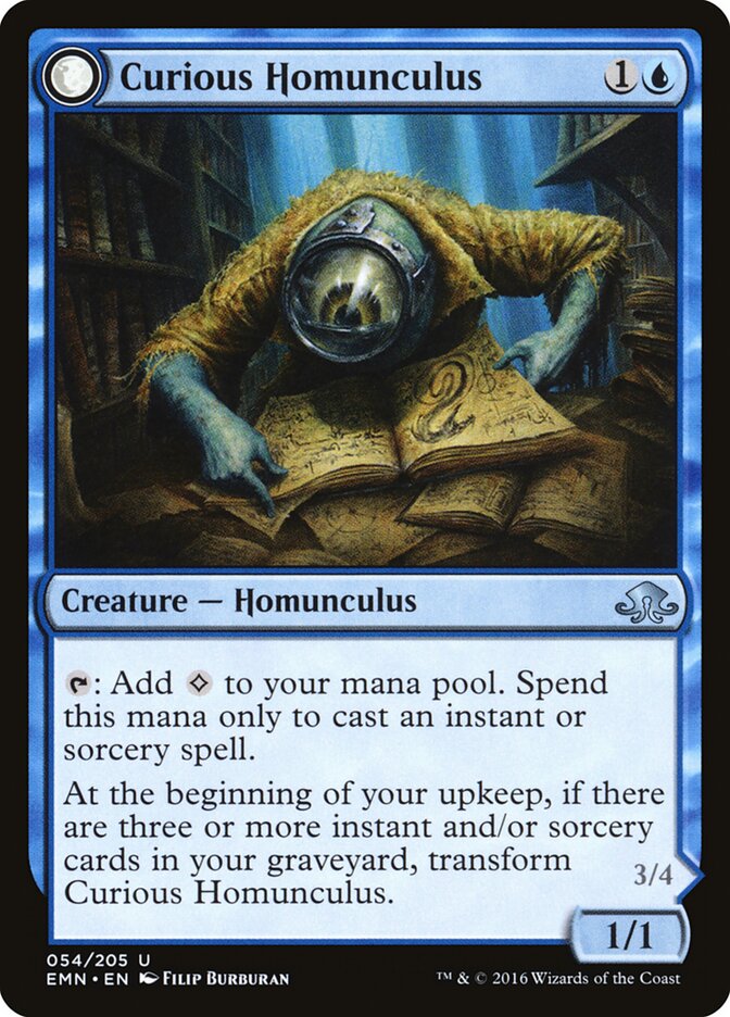 Magic-kaart Curious Homunculus // Voracious Reader EMN-54 uit Eldritch Moon (Uncommon) Image principale du produit