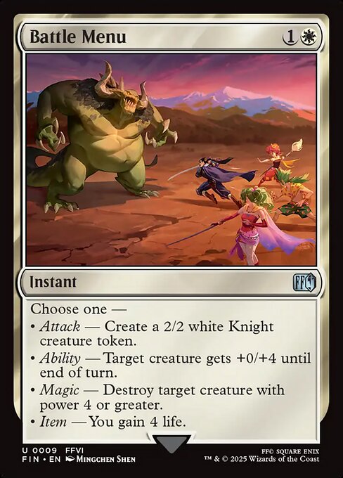 Battle Menu – Final Fantasy (FIN-9) Magic: The Gathering card | LC-REM-20260804-15675725480268-240e1466-bd02-423d-b829-234dcd2bfab2